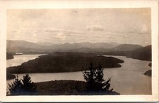 RPPC Piseco Lake NY Mountain Panorama Vintage Postcard 4P24-22 picture