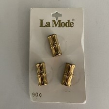 Vintage Card Buttons La Mode Gold Bamboo 3/4” picture