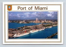 Postcard FL Port of Miami Florida Aerial View Cruise Ship Capital #4 AJ3 picture