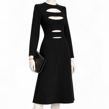 NARCISO RODRIGUEZ Black Bodycon Cutout Scuba Knit Dress | IT 42 US 6 picture