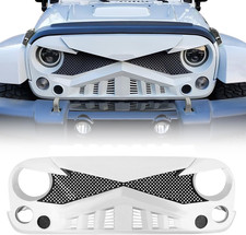 Hawke Grille Front Grill W/Mesh Compatible with Jeep Wrangler 07-18 JK JKU | Whi picture
