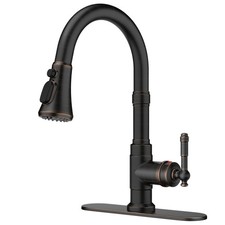 FORIOUS Vintage Kitchen Faucets with Pull Down Sprayer, Oil Rubbed Bronze picture