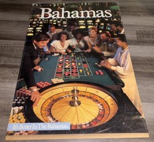 Vintage 1986 Bahamas Travel Tourism Promo Poster Casino Roulette It’s Better In picture