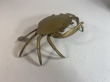 VINTAGE SOLID BRASS CRAB HINGED LEGS & TOP CIGARETTE ASHTRAY TRINKET BOX MCM picture