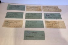 Antique Set Ten Vintage Paper Checks Circa 1919-1923 Kansas Farmer picture