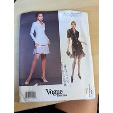 UNCUT Karl Lagerfeld Vogue 1084 Pattern 12-14-16 White Jacket Skirt 90s Designer picture