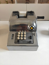 OLIVETTI SUMMA PRIMA 15 ADDING MACHINE. SILVER METAL. MARCELO NIZZOLI DESIGN 50s picture
