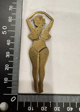 Vintage Brass Roach Clip Figural Nude Woman Lady Smoking Accessory Novelty picture