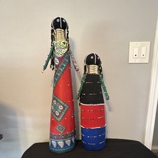 Vintage Pair of South African Ndebele Beaded Folk Art Ceremonial Dolls picture