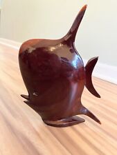 Unique Hand Carved Wooden Angel Fish Figurine picture