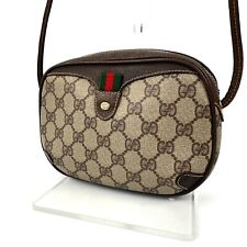 GUCCI Vintage Bag Shoulder Bag Purse Sherry GG Supreme Leather Brown Authentic picture