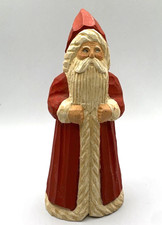 Vtg James Haddon Carved Signed Wood Santa Claus Folk Art Christmas Figurine picture