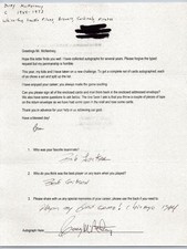 Jerry McNertney Autographed Letter Handwritten Answers Baseball HOFers picture