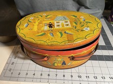 Vintage 1950s-1960s Pennsylvania Dutch Folk Art Picnic Basket with Lid 11