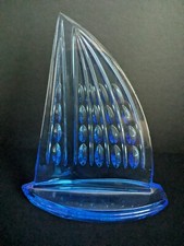 Vtg Waterford Crystal Blue Sailboat Paperweight Bar Den Office Nautical Decor picture