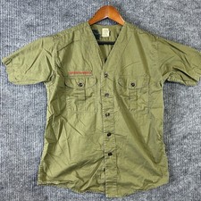 Vintage 50s BSA Boy Scouts Shirt Mens Medium Sanforized Gusset OIive Green picture
