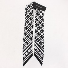 Dolce & Gabbana STAFF Uniform DG Print Skinny Scarf/Bandeau In Black & White picture