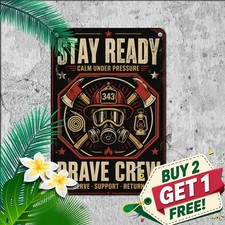 Firefighter Rescue Heroism Decor Sign Vintage Fire Department Metal Tin Plaque picture