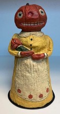 Vintage Halloween Folk Art Poliwoggs Pumpkin Head Mom Mother & Baby 5 3/4