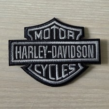 Embroidered Iron On Sew Patch Harley-Davidson Black & Gray 2.5x3 Inches picture