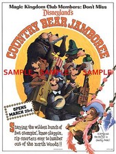 1972 Disneyland Country Bear Jamboree Magic Kingdom Club 11 x 17 Poster picture