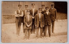 C1910 RARE KIRKMANS SOAP DELIVERY DRIVERS BROOKLYN NY UNIFORM/HATS REAL PHOTO PC picture
