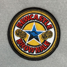 FABULOUS VINTAGE STYLE NEWCASTLE BROWN ALE EMBROIDERED IRON-ON PATCH... picture