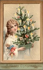 Christmas Girl with Tree HTL Hold to Light D.R.G.M. c1905 EXC COND Postcard bhn picture