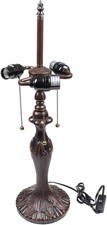 Antique Brown Metal Table Lamp Base with 3-Light Sockets, 25