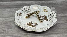 Vintage Arnart Imports Japan Center Handle Dish Reticulated Divided Gold 9 Inch picture