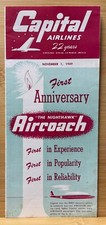CAPITAL AIRLINES 22 YRS NOV. 1949 TIME TABLE~1st ANNIVERSARY NIGHTHAWK AIRCOACH picture
