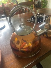 BELGIQUE Copper /SILVER TONE Kettle Teapot 2. QT 10 X 9 INCHES - CLEAN picture