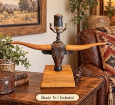 A. Brandt Ranch Oak Longhorn Lamp MCM  50s Steer Ranchwear Western READ picture