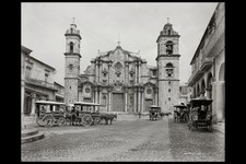 Photo:Havana Cuba Cathedral of Havana 1900s Carriages Cobblestone Street picture