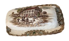 Vtg Ret'd Heritage Hall 4411 Butter Dish Brown Transferware English Johnson Bros picture