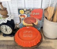 Vintage 1970s Nordic Ware Metal Flan Pan - Flame Orange (With Recipe) picture