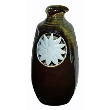 Modern Handmade Artistic Brown Gloss Vase With Sunflower Graphic Vase n381 picture
