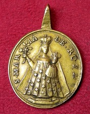 Antique 18th Century 1776 Our Lady of the Rose Pius VI Papal States Bronze Medal picture