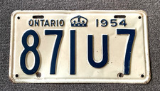 RARE 1954 ONTARIO CANADA LICENSE PLATE ALL ORIGINAL PAINT NICE CHEVY FORD picture