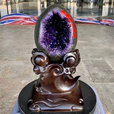 7.91LB High quality Natural Amethyst geode quartz crystal Dinosaur egg healing picture