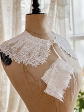 Antique Vintage Irish Crochet Lace Collar And Cuffs Edwardian Victorian picture