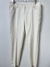 A-K-R-I-S- AKRIS  ivory cotton silk denim feel stretch jeans pants sz 12 picture
