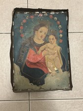 Rare Mexican 19th century Retablo oil painting on tin picture