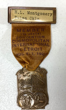 1929 Detroit Cosmopolitan Convention Medallion and Ribbon 7th Annual Historical picture