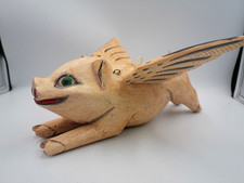 'When Pigs Fly' Wood Flying Pig Figurine, Removable Wings, Ready to Hang 11.5 in picture