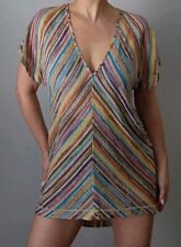 Missoni Mare Multi Color Metallic Striped Pattern Knitted Beach Tunic Dress M/L picture