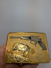 Vintage Thompson Center Arms Contender TC Belt Buckle Brass & Pewter picture