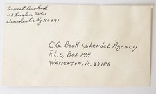 Empty Sealed  Envelope From: Ernest Newkirk KY To: C.G. Book Warrenton VA. picture