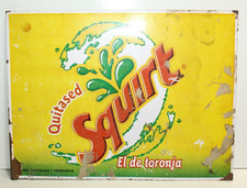VINTAGE SQUIRT Metal SIGN SODA POP BEVERAGE Spanish Market Painted Mounting Rail picture