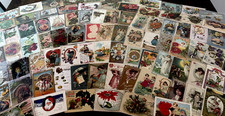 Lot of 100~Antique~Holiday Greeting Postcards~Xmas~Easter~Valentine~Santa's~etc. picture
